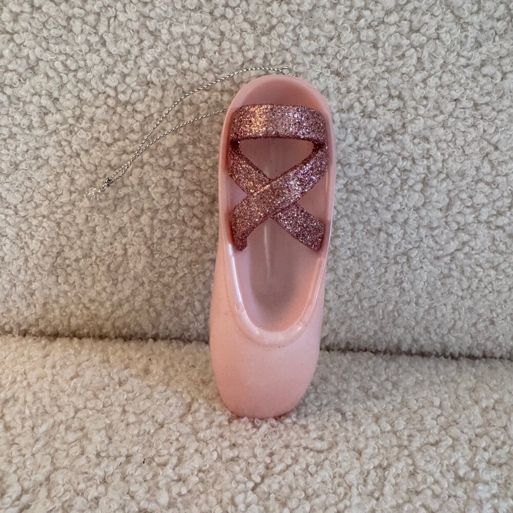 Christmas Pink Plastic Ballet Slipper Ornament